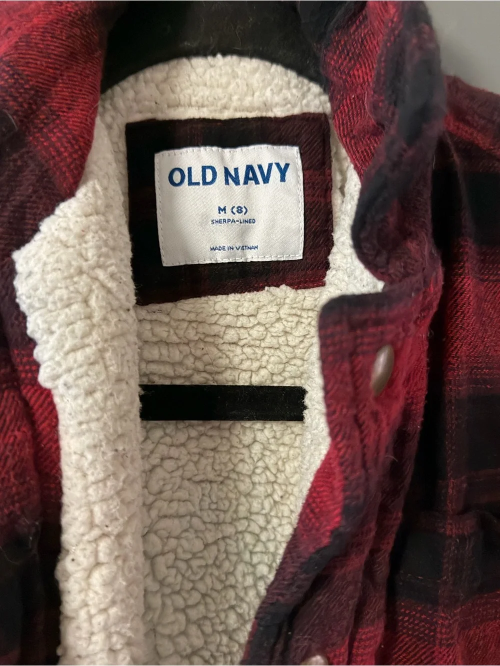 Old Navy Red & Black Plaid Sherpa Jacket